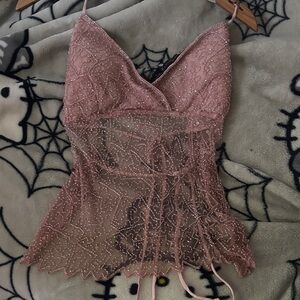 Y2K vintage beaded lace cami